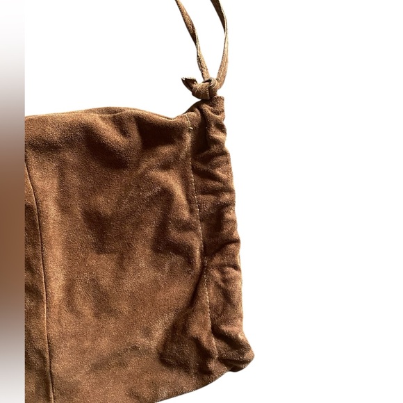 Leather/Suede Drawstring Bag - Picture 4 of 10